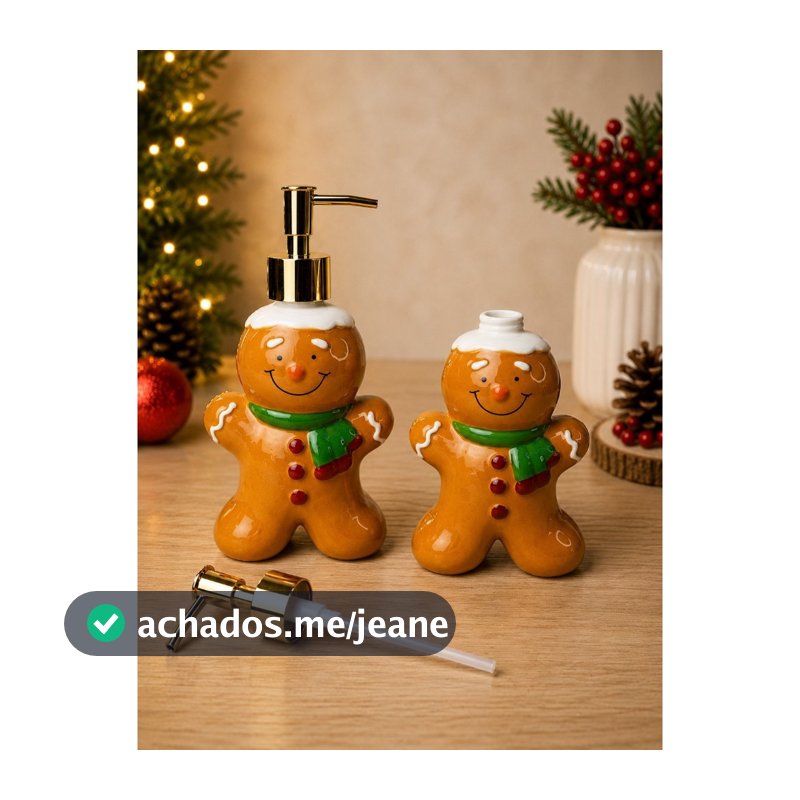 Saboneteira Natalina Boneco Ginger Porcelana Premium 18,5cm Decoração