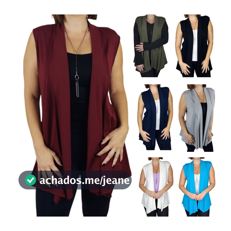 Colete Feminino Viscolycra Terceira Peça Longo Elegante Tendência