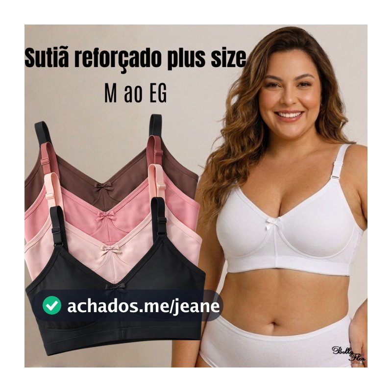 Kit Sutiãs Plus Size Sem Bojo Alta Sustentação Reforçado Tecido Duplo Alças Grossas Conforto Premium