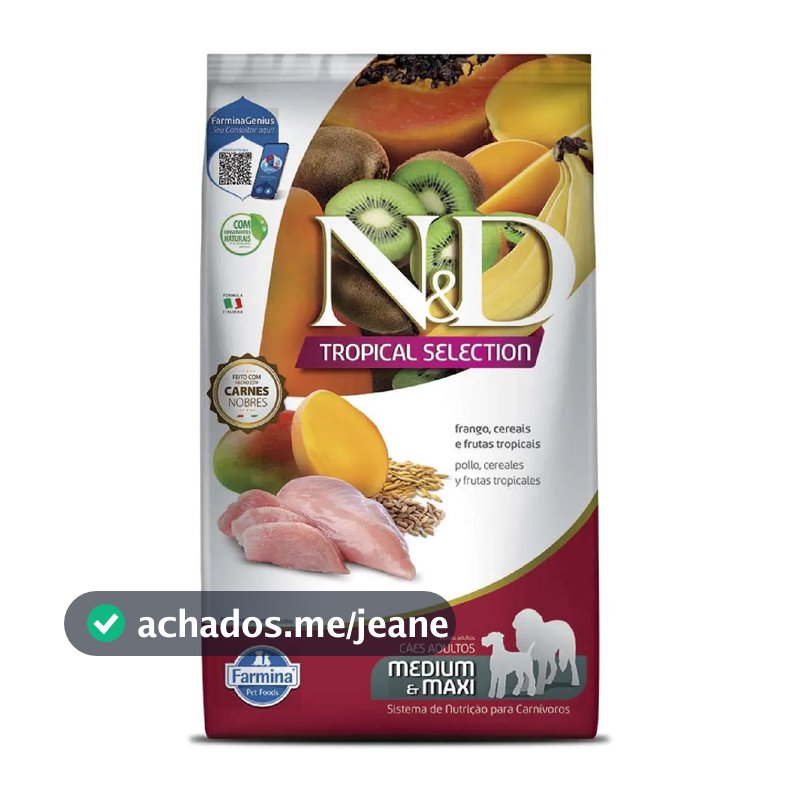 RAÇÃO ND TROPICAL SELECTION CÃES ADULTOS PORTE MÉDIO E GRANDE FRANGO 10.1KG