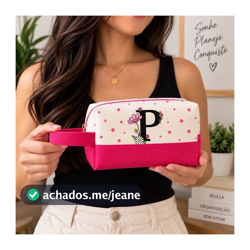 Necesser Com Alça Organizador De Mala Maquiagem Necessaire Com Inicial Personalizado Para Presente