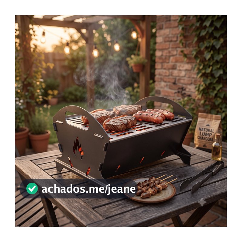 OFERTA Churrasqueira Mini Campeira Portátil Mesa Carvão Camping Praia Viagem Desmontável Leve
