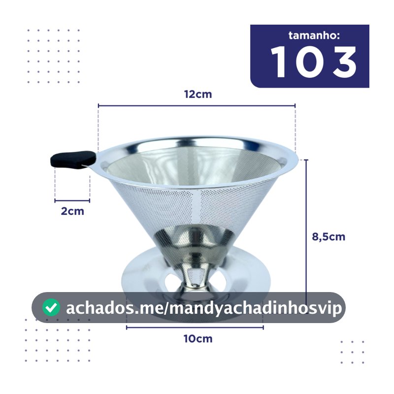 Filtro De Café 103 Inox  -  Coador de Café Grande Sem Uso De Papel - Mazzal