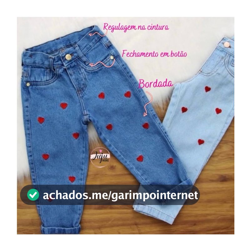 Calça Jeans Infantil Feminina Menina - Blogueirinha - Calça Mom e Wide Leg Infantil - Roupa Infantil Menina 2 4 6 8 anos