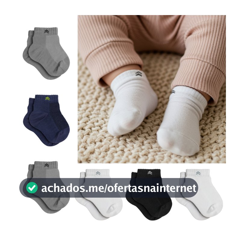 Kit 6 Pares Meias Infantil Baby Up 02025 Algodão Cano Médio
