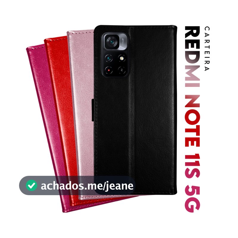 Capa Case Capinha Carteira Flip Cover Couro Sintético PRETA Xiaomi Redmi Note 11s 5g tela 6.6 pol. Cell in Power25