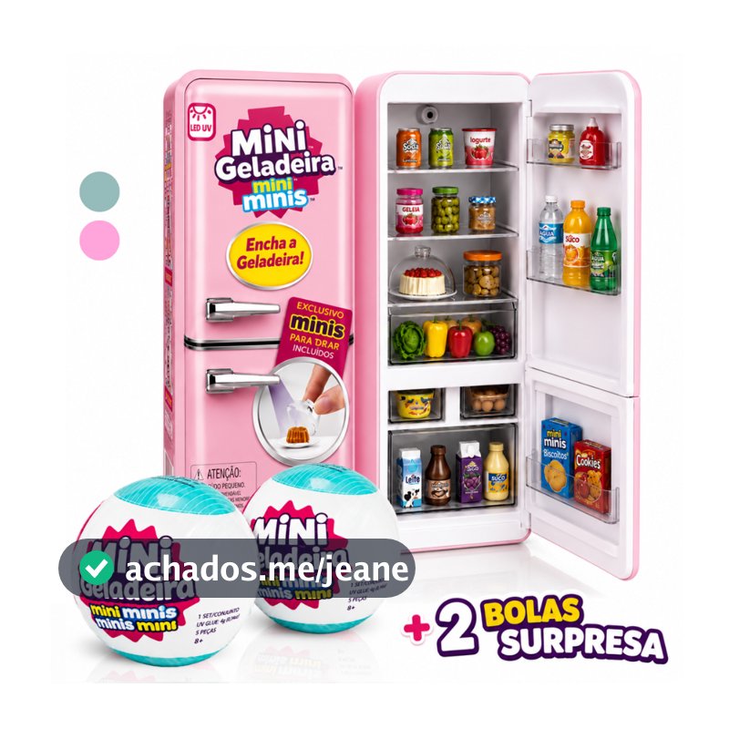Mini Geladeira Mini Brand Brinquedo Com Luz + 2 Cápsulas Surpresa Miniaturas Realistas Brinquedo Infantil EPS-3069