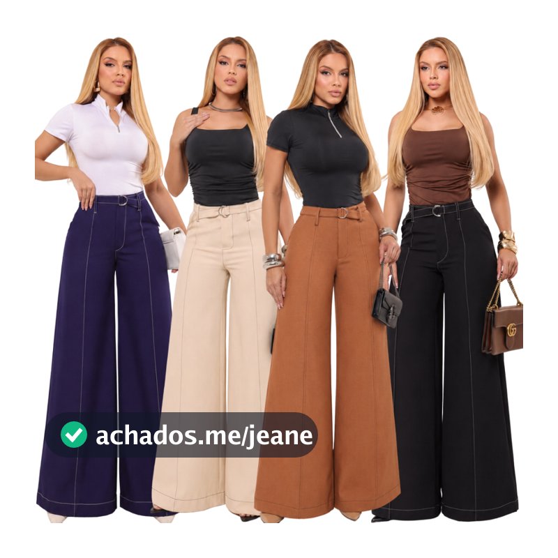 CALÇA PANTALONA FEMININA COM BOLSO COS ALTO ELEGANTE ZERO TRASNPARENCIA TENDENCIA