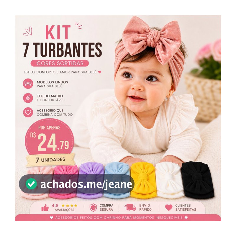 Laços de Bebê Kit 7 Turbantes de Bebê Menina Faixa Laço Macio Confortável