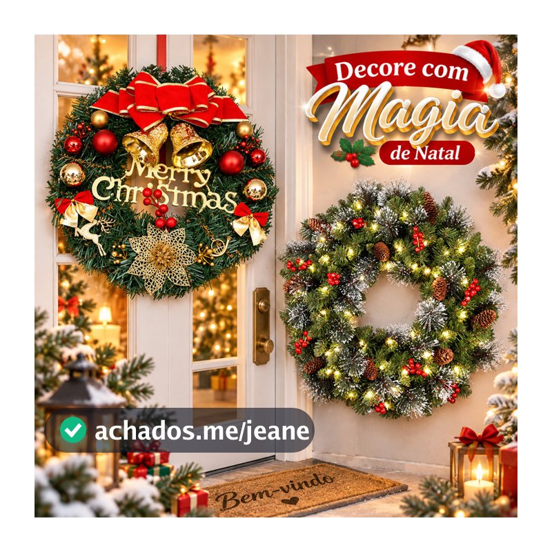 Guirlanda Natalina De Luxo Natal 30/40cm LED Decorações Porta Pendurado De Natal Feliz Natal Enfeite