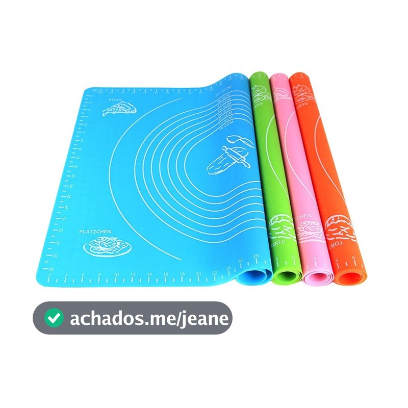 Tapete Culinário Silicone Antiaderente 50x40cm com Medidas para Massas, Pizza, Biscoitos e Confeitaria