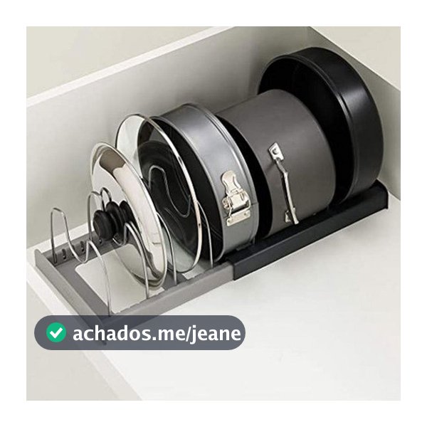 Organizador De Tampa Panela Suporte Gaveta Cozinha Preto