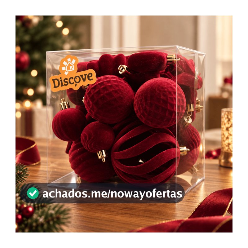 Kit 25 Bolas de Natal Aveludadas Enfeite Árvore de natal Decoração Natalina Luxuoso Elegante