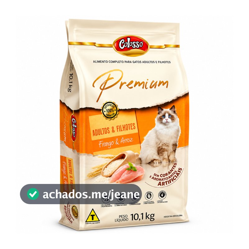 Ração Gatos Adultos e Filhotes Frango Colosso Premium 10.1kg