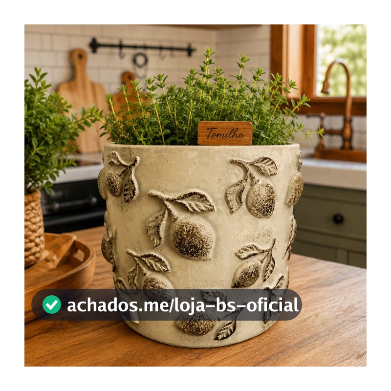 Cachepot Limão Bege e Verde Grande Decoração - 18x17cm