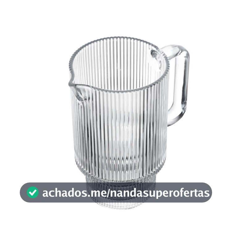 Jarra de Cristal Lines Canelada Suco Agua 900ml Wolff Jarra para Servir Bebidas Mesa Posta Decoração Elegante Jantar Uso