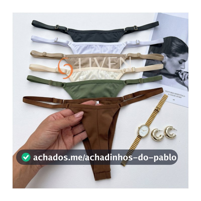 Kit 5 Calcinhas Fio Dental Duplo  Regulagem Levanta Bumbum Tanga Lingerie Feminina Moda Intima