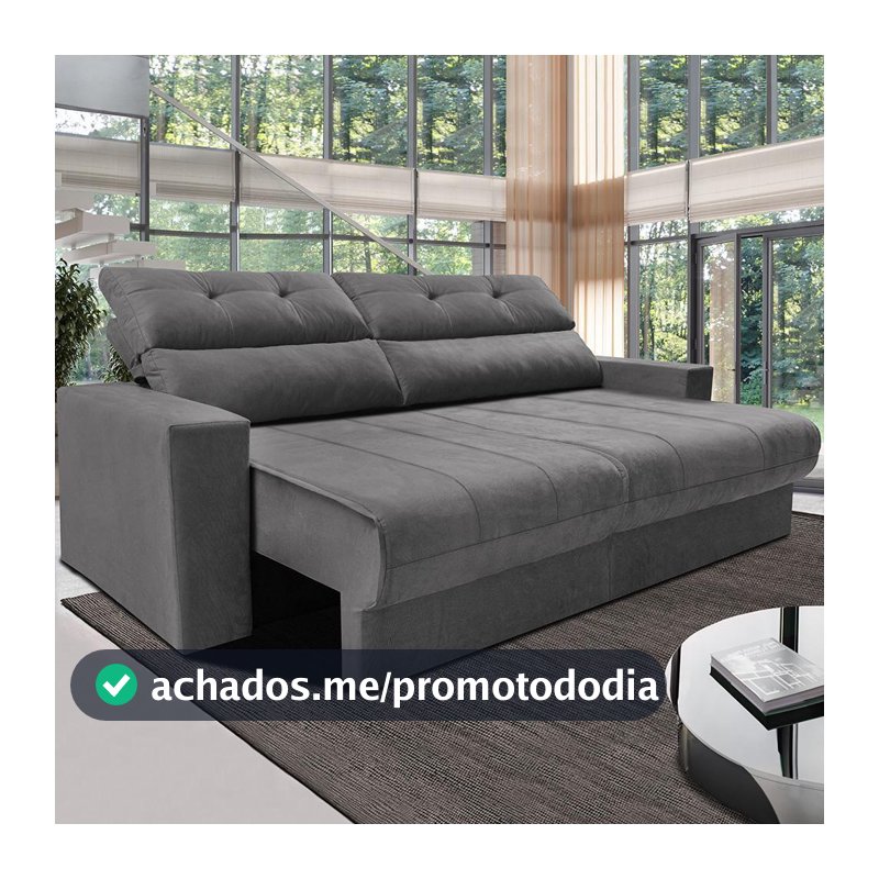 Sofá Retrátil e Reclinável 1,70m Clean. Cama inBox Velusoft