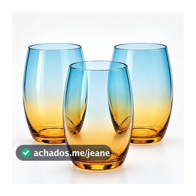 Kit 3 ou 6 Copos de Vidro 315ml ou 475ml Âmbar Degradê para Água e Bebidas