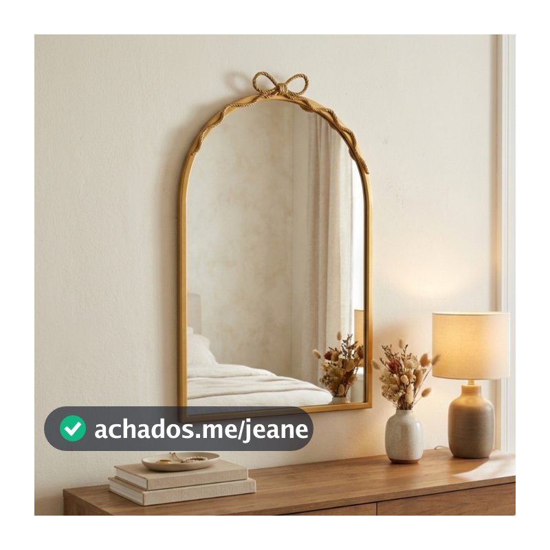 Suporte Para Espelho De Laço Decorativo Arco Dourado Para Parede – Sala/Quarto Moderno