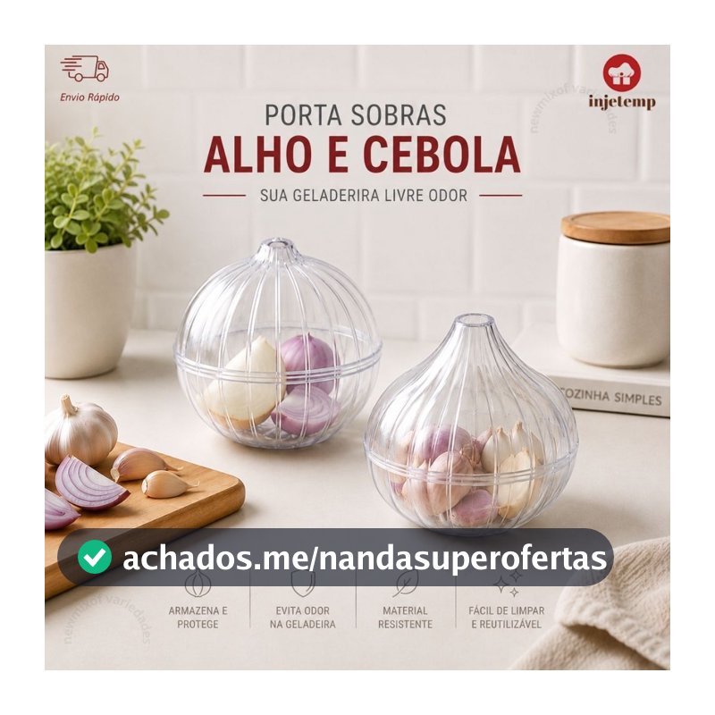 Kit Porta Sobras De Alho e Cebola Para Geladeira Conserva Sem Cheiro Odor Organizador Transparente Multiuso - New