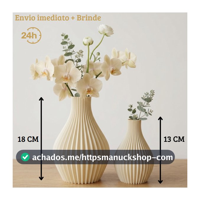 Kit 2 Vasos Decorativos Modernos Canelados | Enfeite Sala Estante Home Decor Mesa Centro