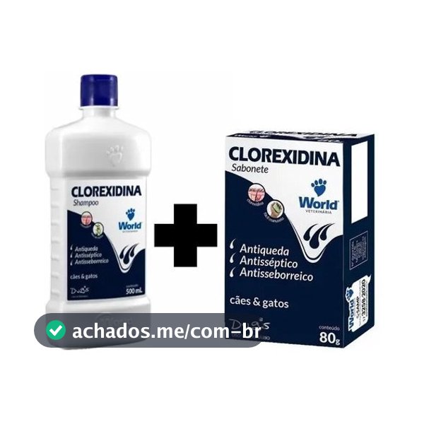Shampoo Clorexidina Sabonete Clorexidina ou Shampoo Antiparasitario 500mL world para Cães e Gatos