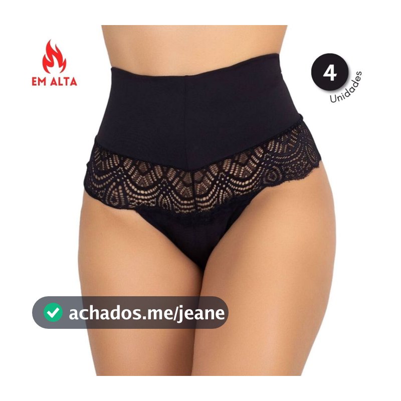 Kit 4 Calcinha Tanga Cinta Feminina MicroFibra Com Renda e Forro 100% Algodão