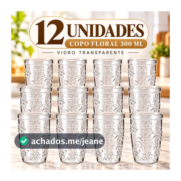 Jogo com 12 Unidades de Copo Nature 270 ml Transparente Nadir