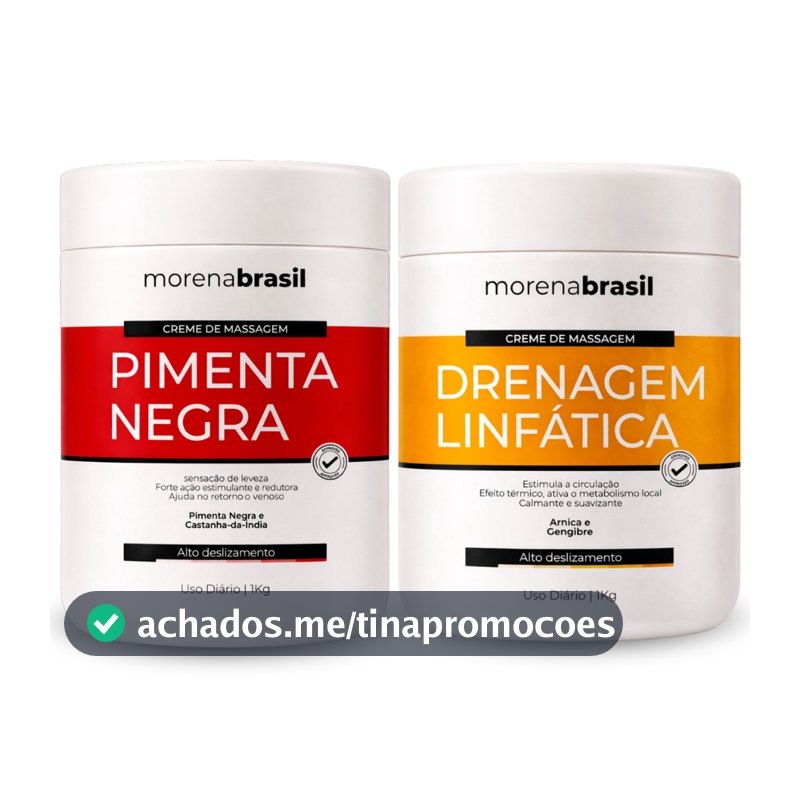 Kit 2X Creme De Massagem Pimenta Negra + Drenagem Linfática | Alto Deslizamento Profissional