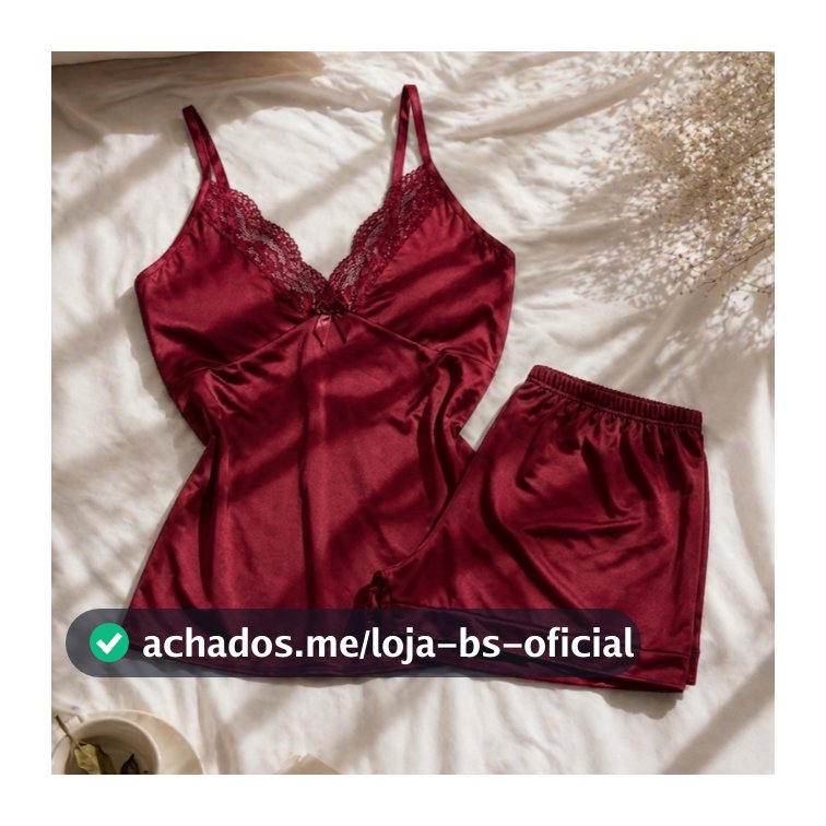 Pijama Baby Doll Sexy Short Doll Com Detalhes Em Renda Roupa de Dormir Feminino
