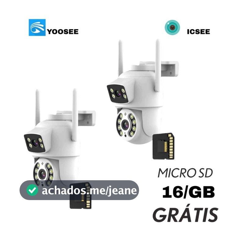 Kit2 Câmera De Segurança Lente Dupla IP66 Wi-Fi 360° Sensor Movimento Visão Noturna+MICROSD 16GB