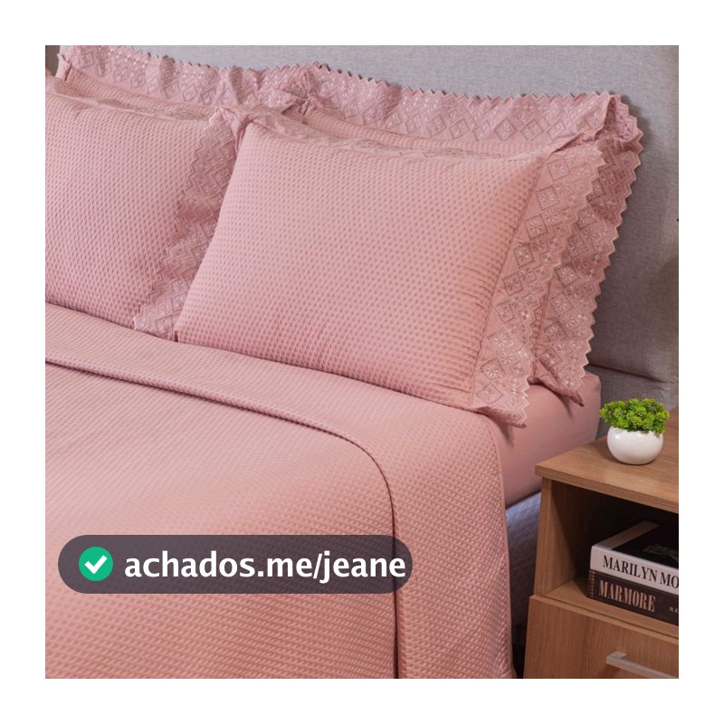 Cobre Leito Queen 200 Fios 3 Peças Bordado Inglês Premium Madri Luna Betina