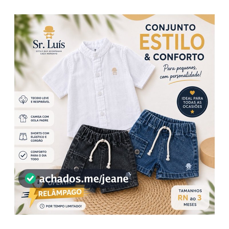 Conjunto de Bebê 0-4 anos tendência verão short + Camisa gola padre