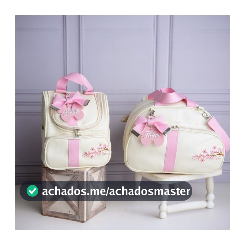Kit Personalizado Bolsa Maternidade 2 Peças Mamãe e Bebê Com Chaveiro Personalizado Mochila Infantil