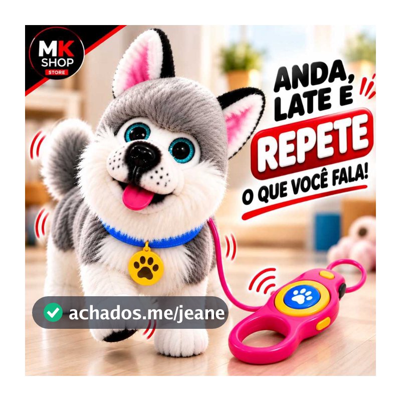 Cachorro Interativo Realista Cachorro Controle Remoto Fala Anda Late Toca Musica Husky Pelúcia Cachorro Eletronico