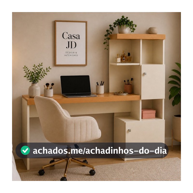 Escrivaninha Star Multifuncional com Estante e Armários Home Office Escritório Organizador p/ Trabalho e Estudo - Cores