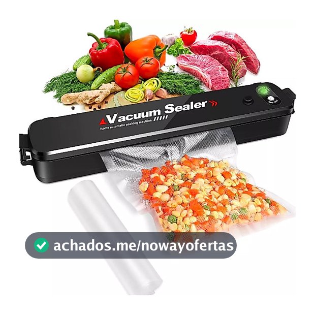Máquina Seladora Embalagem A Vácuo Portátil Alimentos 110V Elétrica Embala Conservação + 10 Sacos