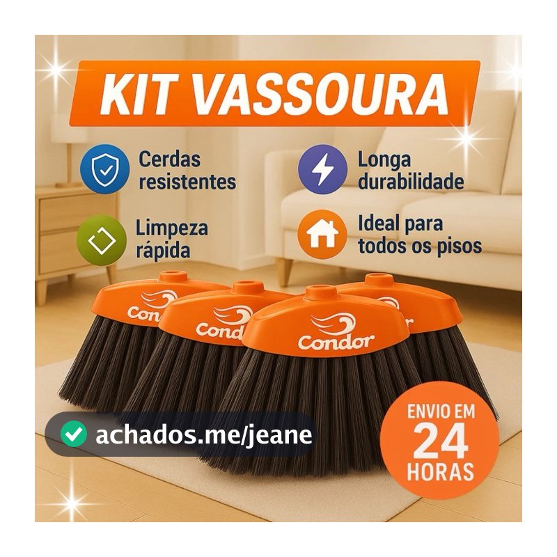 Vassouras Condor SEM CABO   Original Limpeza Multiuso Uso Interno e Externo