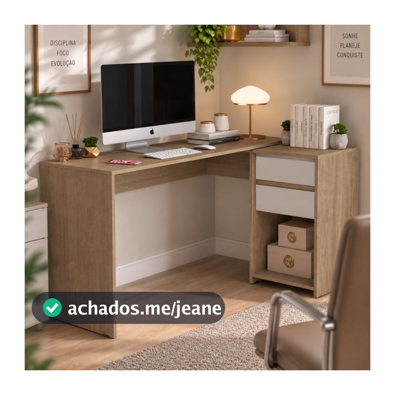 Mesa Escrivaninha para Escritório 155cm com 2 Gavetas Amadeirado