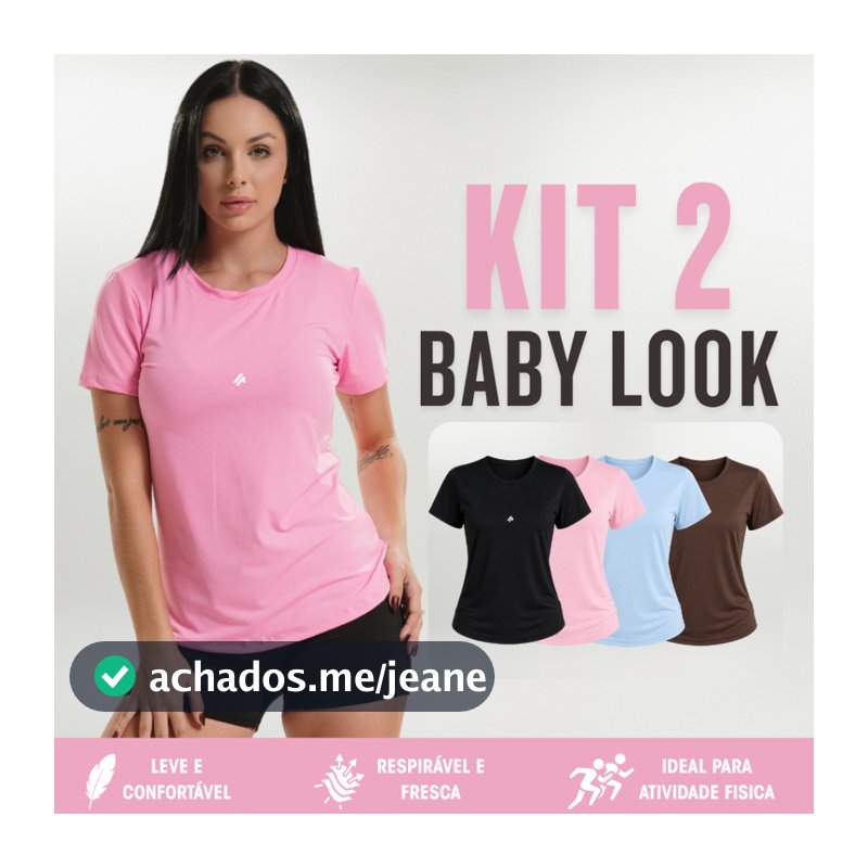 Kit 2 Camisetas Baby Look Feminina Dry Fit Poliamida Academia Caminhada Musculação Treino