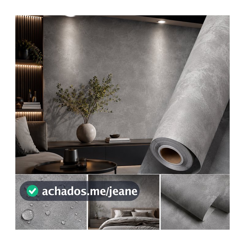 Papel de Parede Sala Cimento Queimado Adesivo Lavável Papel Adesivo Autocolante 6 Metros
