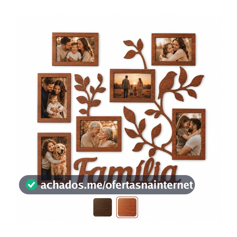 Quadro Porta Retrato Família MDF 7 Fotos Decorativo Parede