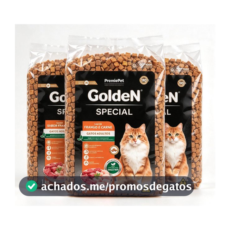 Kit 3 Kg Ração A Granel GoldeN Special Gatos Adultos Sabor Frango e Carne