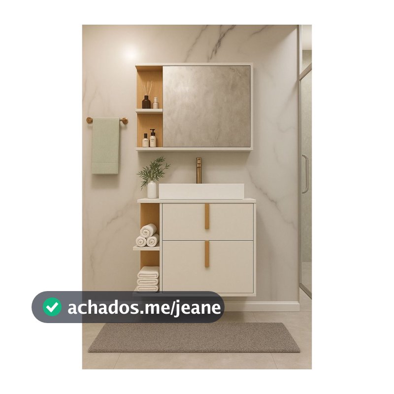 Kit Armário Organizador Gabinete P/ Banheiro Com Espelheira E Cuba Star  Portas Dalla Outlet Plus