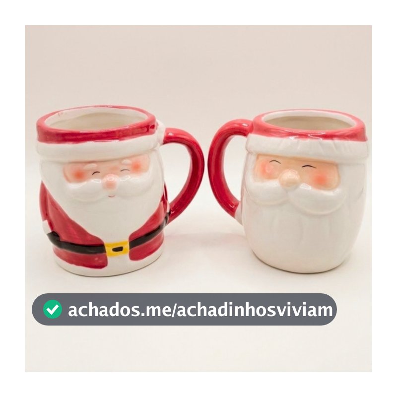 Caneca 3D de Natal Papai Noel 330ml em Porcelana Decorativa