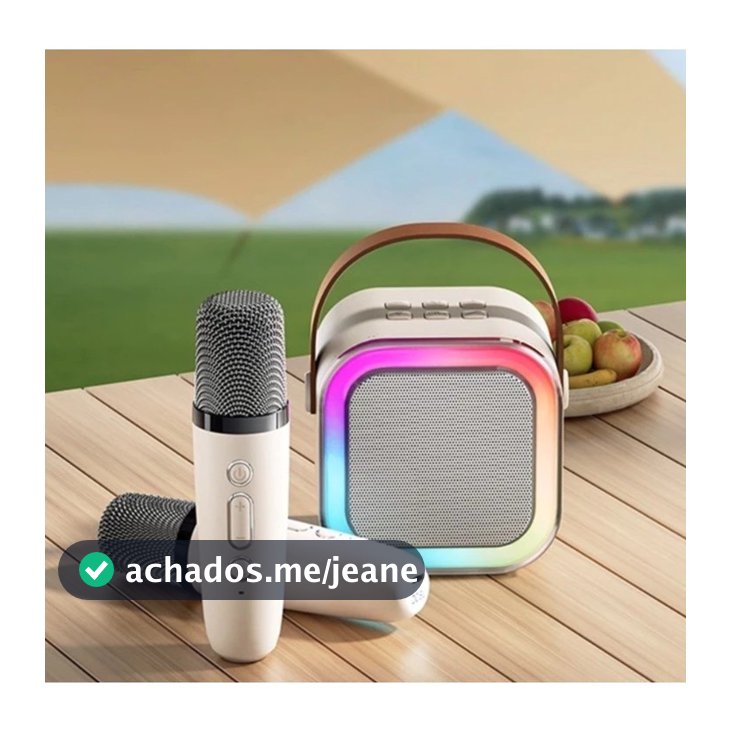 Karaoke Caixa De Som Com 2 Microfones Sem Fio Com Alto-Falante Bluetooth Brincadeira Para A Família Karaokê