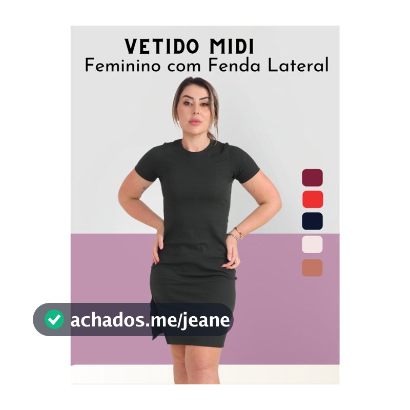 Vestido Midi Feminino Canelado Premium Fenda Lateral Modelagem Perfeita Casual do P ao GG