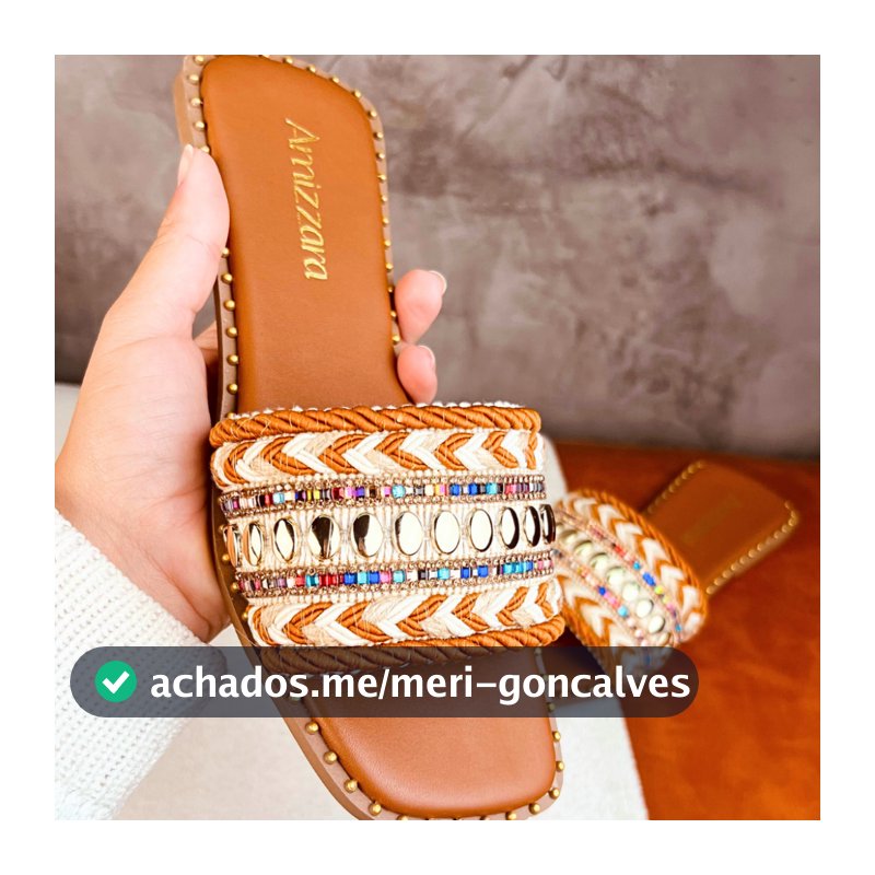 Rasteirinha Estilo Boho Chic Exclusiva Feminina Tecido Artesanal Sandália Marrocos Indiana Bico Quadrado