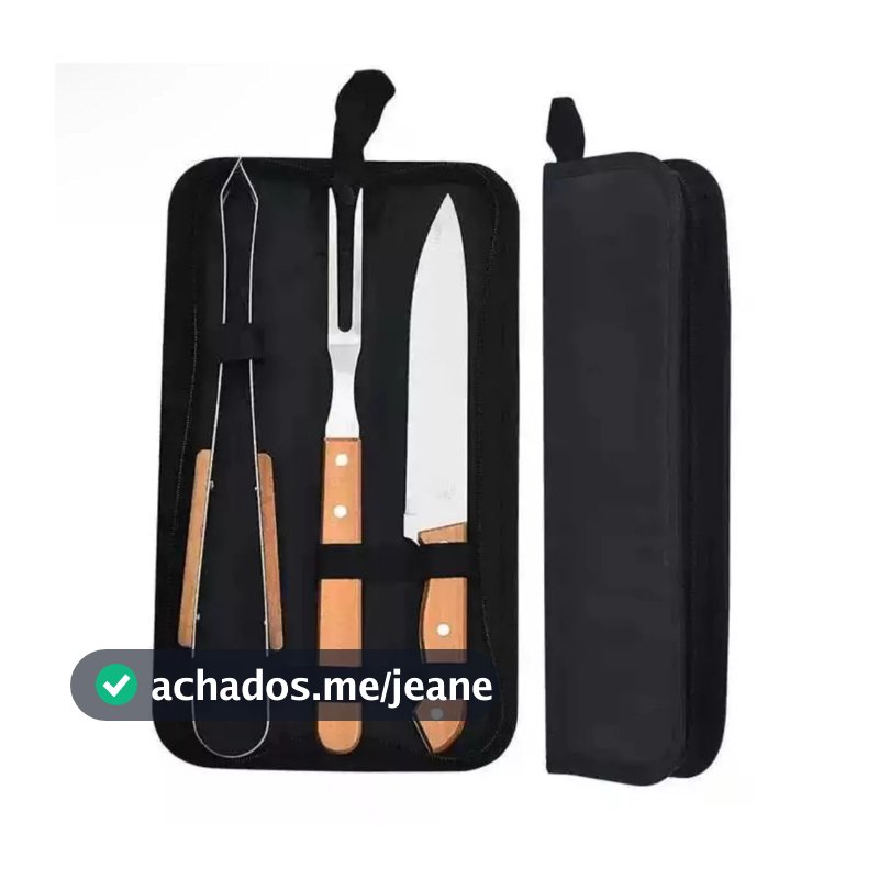 Kit de Churrasco Conjunto de 3 Peças Aço Inox Com Estojo Kit Churrasqueiro Presenteável